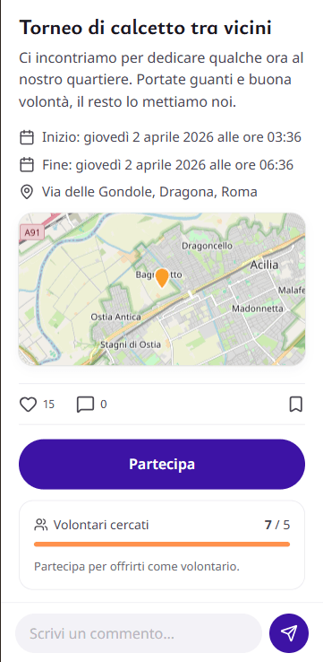 Il contatore dei volontari su un evento